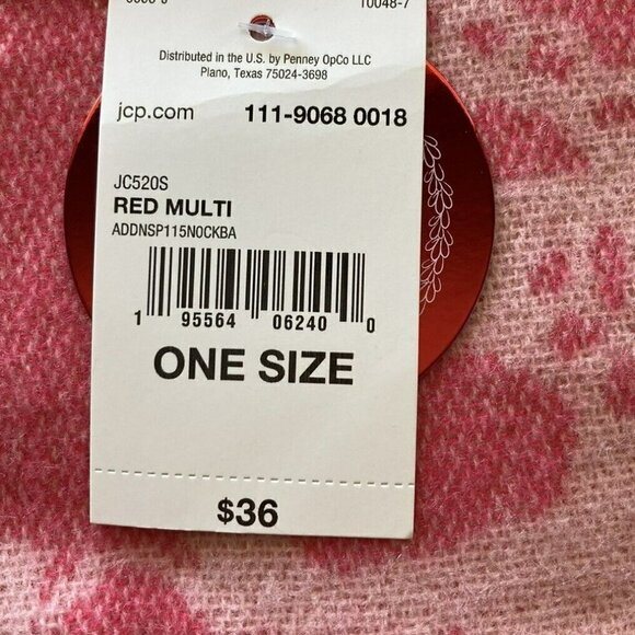 Juicy Couture NWT MultiRed Tapestry Weave Juicy Spellout Fringe Scarf Wrap -72” - Picture 8 of 9